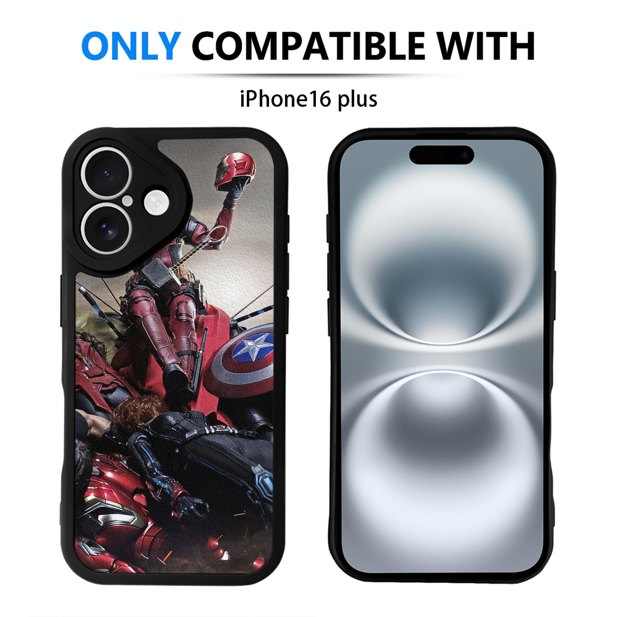 （画像用） Deadpool デッドプール 【iPhone 16シリーズ対応】シリコンスマホケース（レザー調） 材質：シリコン